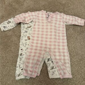 Hudson Baby Pink Checkered and Animal Print Footies